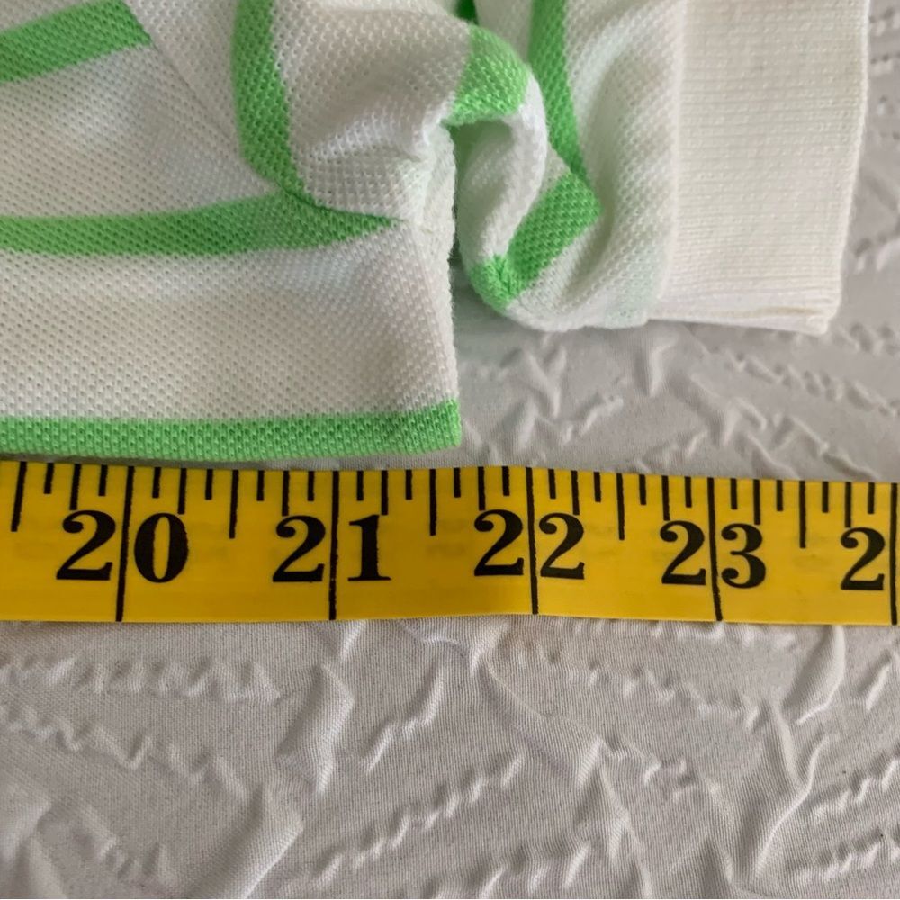 POLO by RALPH LAUREN Men's Short Sleeve Green & White Stripe Polo Shirt Med #970 - Picture 8 of 9